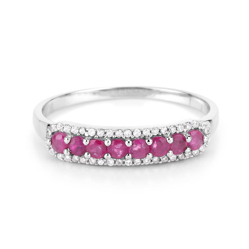 Bids.com 0.47 Carat Genuine Ruby and White Diamond 14K White Gold Ring Rings White Smoke size 5.00,size 6.00,size 7.00,size 8.00,size 9.00