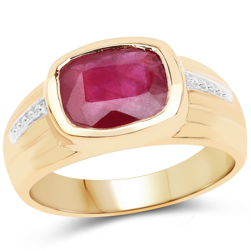 Bids.com 14K Yellow Gold Plated 3.50 Carat Genuine Glass Filled Ruby .925 Sterling Silver Ring Rings White Smoke size 6.00,size 7.00,size 8.00,size 9.00,size 7.50,size 5.00