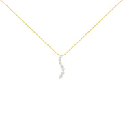 Bids.com 14k Yellow Gold 3.0 cttw Baguette and Brilliant Round-Cut Diamond Journey 18" Pendant Necklace (I-J Color, I2-I3 Clarity) Necklaces White Smoke Yellow.Gold / 18