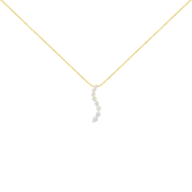 Bids.com 14k Yellow Gold 3.0 cttw Baguette and Brilliant Round-Cut Diamond Journey 18" Pendant Necklace (I-J Color, I2-I3 Clarity) Necklaces White Smoke Yellow.Gold / 18