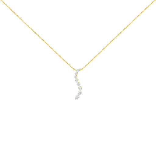 Bids.com 14k Yellow Gold 3.0 cttw Baguette and Brilliant Round-Cut Diamond Journey 18" Pendant Necklace (I-J Color, I2-I3 Clarity) Necklaces White Smoke Yellow.Gold / 18