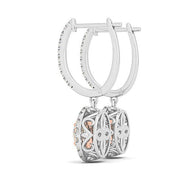 Bids.com 14k White And Rose Gold Drop Diamond Earrings with a Halo Design (3/4 cttw) Earrings White Smoke White & Rose Gold