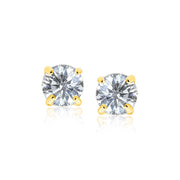 Bids.com 14k Yellow Gold 8.0mm Round CZ Stud Earrings Earrings White Smoke Yellow Gold