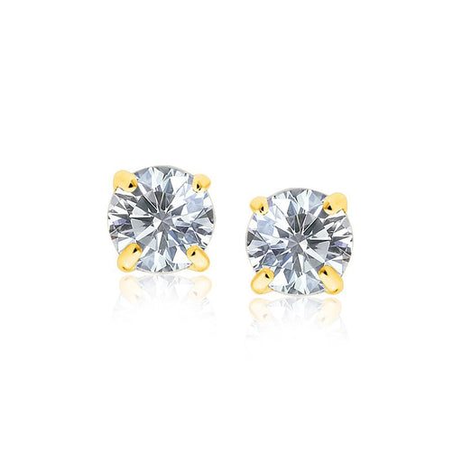 Bids.com 14k Yellow Gold 8.0mm Round CZ Stud Earrings Earrings White Smoke Yellow Gold