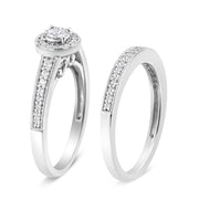 Bids.com .925 Sterling Silver 1/2 Ctw Diamond Halo and Milgrain Engagement Ring Bridal Set (I-J Color, I3 Clarity) - Ring Size 7 Rings White Smoke 7 / White.Sterling Silver,6 / White.Sterling Silver,8 / White.Sterling Silver,9 / White.Sterling Silver