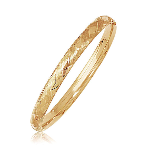 Bids.com 14k Yellow Gold Domed Bangle with a Weave Motif Bracelets White Smoke 7 / Yellow Gold,8 / Yellow Gold