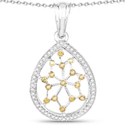 Bids.com 0.45 Carat Genuine White Diamond and Yellow Diamond .925 Sterling Silver Pendant Pendants White Smoke
