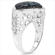 Bids.com 0.54 Carat Genuine Blue Diamond .925 Sterling Silver Ring Rings White Smoke size 7.00,size 6.00,size 8.00,size 9.00