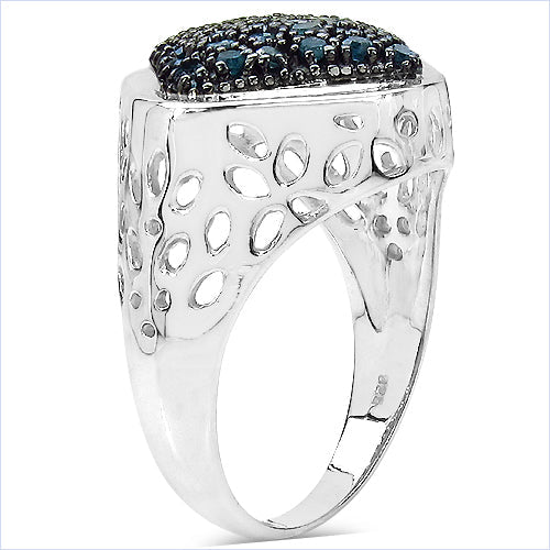Bids.com 0.54 Carat Genuine Blue Diamond .925 Sterling Silver Ring Rings White Smoke size 7.00,size 6.00,size 8.00,size 9.00