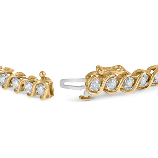 Bids.com 10K Yellow Gold 3 cttw Round-Cut Diamond Spiral Link 7.50" Bracelet (I-J Color, I1-I2 Clarity) Bracelets White Smoke Yellow.Gold / 7.5