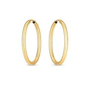 Bids.com 14k Yellow Gold Endless Oval Hoop Earrings(2x25mm) Earrings White Smoke Yellow Gold