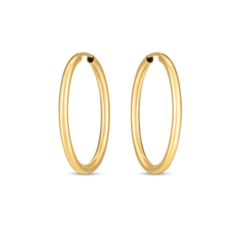 Bids.com 14k Yellow Gold Endless Oval Hoop Earrings(2x25mm) Earrings White Smoke Yellow Gold