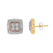 Bids.com 10K Yellow, White, and Rose Gold Plated Sterling Silver Diamond Accent Earrings (I-J Clarity, I3 Color) Earrings White Smoke YellowWhiteRose.Sterling Silver / 0.02,White.Sterling Silver / 0.02
