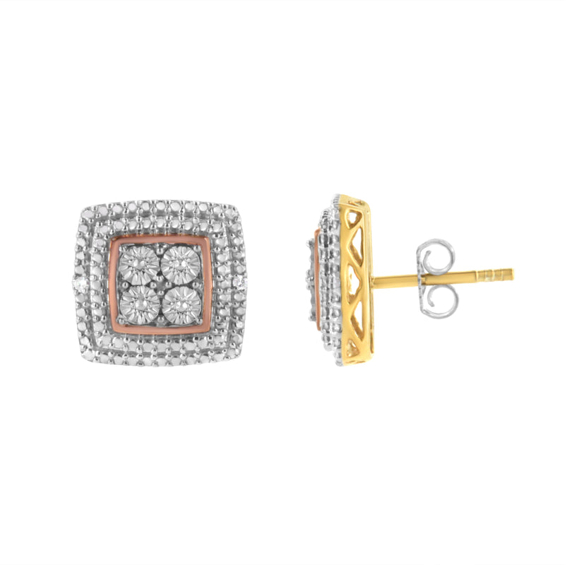 Bids.com 10K Yellow, White, and Rose Gold Plated Sterling Silver Diamond Accent Earrings (I-J Clarity, I3 Color) Earrings White Smoke YellowWhiteRose.Sterling Silver / 0.02,White.Sterling Silver / 0.02