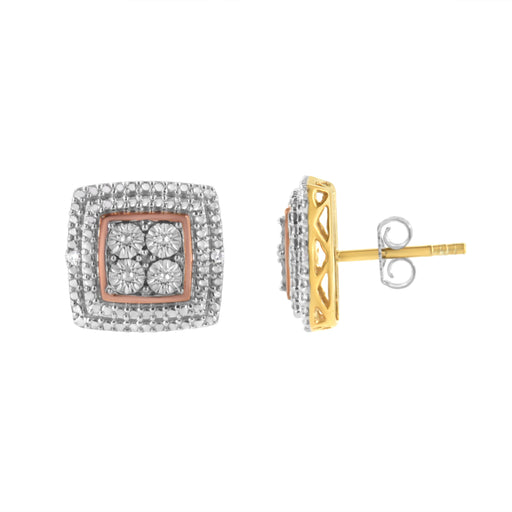 Bids.com 10K Yellow, White, and Rose Gold Plated Sterling Silver Diamond Accent Earrings (I-J Clarity, I3 Color) Earrings White Smoke YellowWhiteRose.Sterling Silver / 0.02,White.Sterling Silver / 0.02