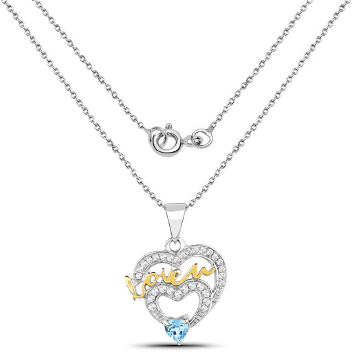 Bids.com 0.44 Carat Genuine Swiss Blue Topaz and White Topaz .925 Sterling Silver Pendant Pendants White Smoke