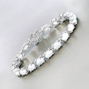 Bids.com 10.26 Carat Genuine Opal .925 Sterling Silver Bracelet Bracelets Light Gray size 7.00