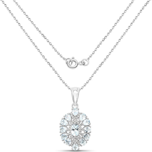 Bids.com 1.89 Carat Genuine Aquamarine and White Topaz .925 Sterling Silver Pendant Pendants White Smoke