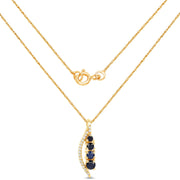 Bids.com 0.40 Carat Genuine Blue Sapphire and White Diamond 14K Yellow Gold Pendant Pendants White Smoke