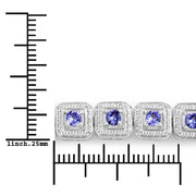 Bids.com 1.10 Carat Genuine Tanzanite .925 Sterling Silver Bracelet Bracelets White Smoke size 10.00