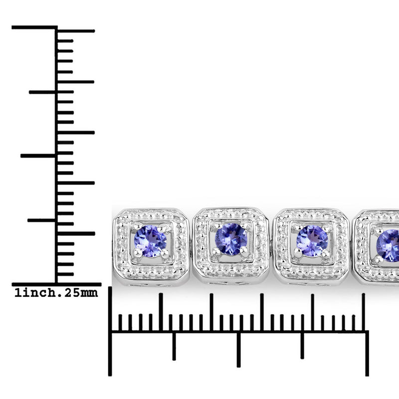 Bids.com 1.10 Carat Genuine Tanzanite .925 Sterling Silver Bracelet Bracelets White Smoke size 10.00