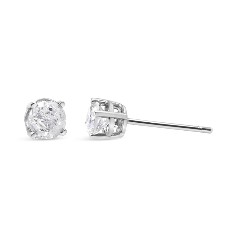 Bids.com 14K White Gold 3/4 Cttw Lab Grown Diamond 4-Prong Classic Stud Earrings (F-G Color, VS2-SI1 Clarity) Earrings White Smoke White.Gold / 0.75