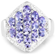 Bids.com 2.41 Carat Genuine Tanzanite and White Topaz .925 Sterling Silver Ring Rings White Smoke size 6.50,size 6.00,size 7.00,size 8.00,size 9.00,size 5.00,size 10.00