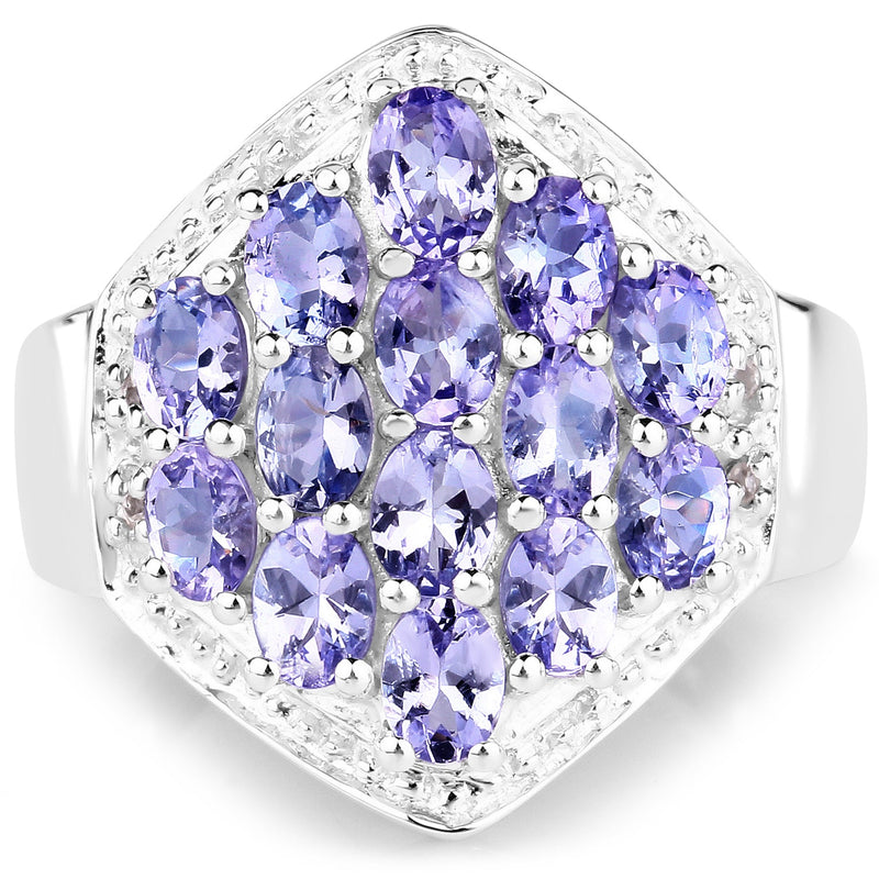 Bids.com 2.41 Carat Genuine Tanzanite and White Topaz .925 Sterling Silver Ring Rings White Smoke size 6.50,size 6.00,size 7.00,size 8.00,size 9.00,size 5.00,size 10.00