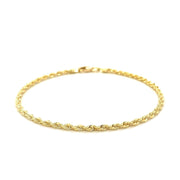 Bids.com 2.5mm 14k Yellow Gold Solid Diamond Cut Rope Bracelet Bracelets White Smoke 7 / Yellow Gold,8 / Yellow Gold