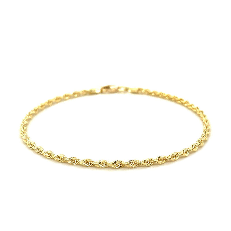 Bids.com 2.5mm 14k Yellow Gold Solid Diamond Cut Rope Bracelet Bracelets White Smoke 7 / Yellow Gold,8 / Yellow Gold