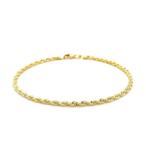 Bids.com 2.5mm 10k Yellow Gold Solid Diamond Cut Rope Bracelet Bracelets White Smoke 7 / Yellow Gold,8 / Yellow Gold,9 / Yellow Gold