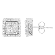 Bids.com 10K White Gold 1/2 cttw Invisible Set Princess-Cut Diamond Square Stud Earring (I-J Color, I1-I2 Clarity) Earrings White Smoke White.Gold / 0.5