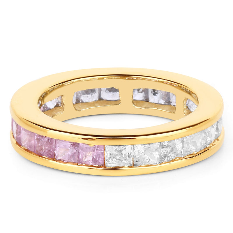 Bids.com 14K Yellow Gold Plated 4.32 Carat Genuine Multi Sapphire .925 Sterling Silver Ring Rings White Smoke size 8.00,size 6.00,size 7.00,size 9.00
