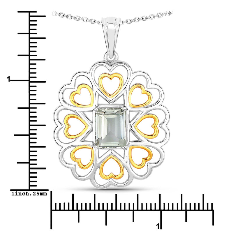 Bids.com 2.10 Carat Genuine Green Amethyst .925 Sterling Silver Pendant Pendants White Smoke