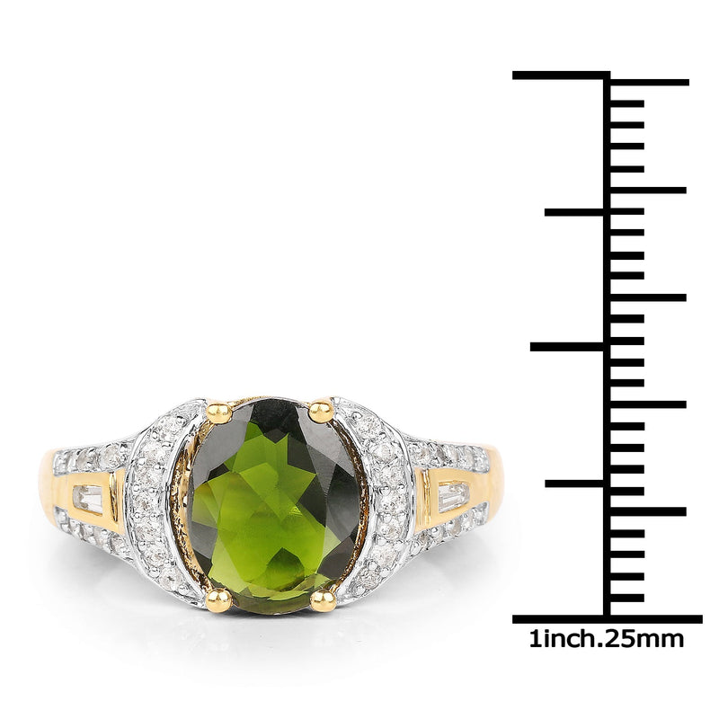 Bids.com 18K Yellow Gold Plated 2.79 Carat Genuine Chrome Diopside & White Topaz .925 Sterling Silver Ring Rings White Smoke size 5.00,size 6.00,size 7.00,size 8.00,size 9.00,size 10.00