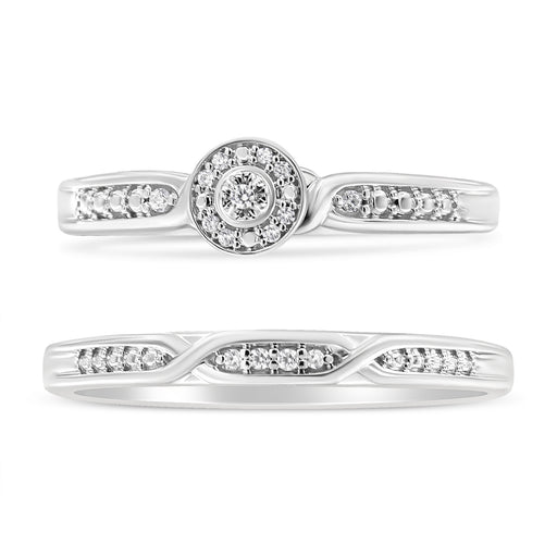 Bids.com .925 Sterling Silver Diamond Accent Frame Twist Shank Bridal Set Ring and Band (I-J Color, I3 Clarity) - Size 7 Rings White Smoke 7 / White.Sterling Silver,9 / White.Sterling Silver,6 / White.Sterling Silver,8 / White.Sterling Silver,5 / White.Sterling Silver,10 / White.Sterling Silver,11 / White.Sterling Silver,12 / White.Sterling Silver