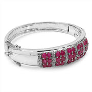 Bids.com 6.65 Carat Genuine Ruby and White Topaz .925 Sterling Silver Bracelet Bracelets White Smoke size 7.00,size 7.50