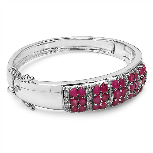Bids.com 6.65 Carat Genuine Ruby and White Topaz .925 Sterling Silver Bracelet Bracelets White Smoke size 7.00,size 7.50