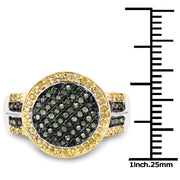Bids.com 0.44 Carat Genuine Green Diamond and Yellow Diamond .925 Sterling Silver Ring Rings White Smoke size 8.00,size 6.00,size 7.00,size 9.00