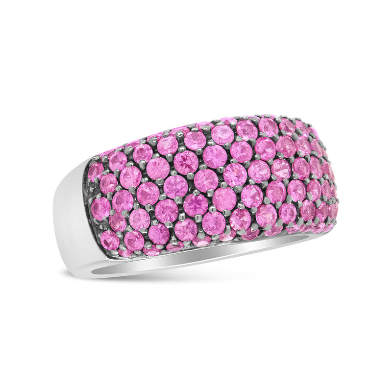 Bids.com 18K White Gold and Black Rhodium Multi Row Pink Sapphire Classic Band Ring - Ring Size 6.5 Rings White Smoke 6.5 / White.Gold