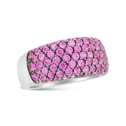 Bids.com 18K White Gold and Black Rhodium Multi Row Pink Sapphire Classic Band Ring - Ring Size 6.5 Rings White Smoke 6.5 / White.Gold