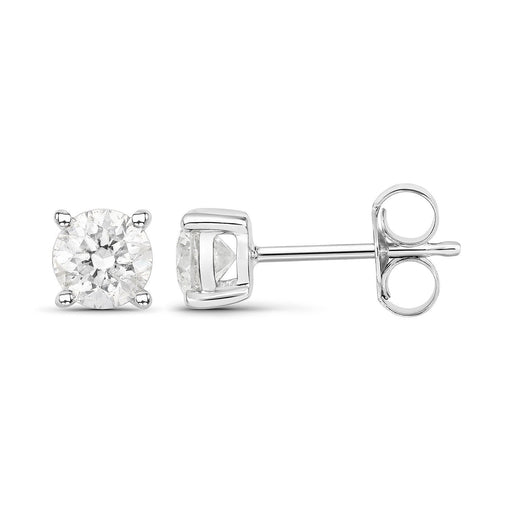 Bids.com 0.80 Carat Genuine White Diamond 14K White Gold Earrings Earrings White Smoke