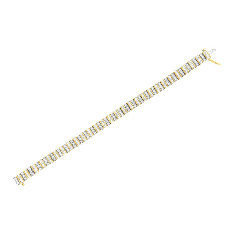 Bids.com 14K Yellow Gold 5.50 Cttw Round and Baguette Diamond Link Bracelet Bracelets White Smoke Yellow.Gold / 7