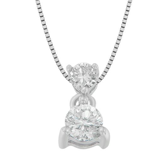 Bids.com 14K White Gold 1/2 cttw Round Cut Diamond Pendant Necklace (I-J, I1-I2) Necklaces White Smoke White.Gold / 18