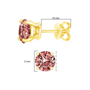 Bids.com 14K Yellow Gold 1.00 Cttw Round Brilliant Cut Lab Grown Pink Diamond 4-Prong Classic Solitaire Earrings (Pink Color, VVS2-VS1 Clarity) Earrings White Smoke Yellow.Gold / 1
