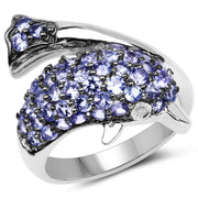 Bids.com 1.45 Carat Genuine Tanzanite and White Diamond .925 Sterling Silver Ring Rings White Smoke size 6.00,size 8.00,size 7.00,size 9.00