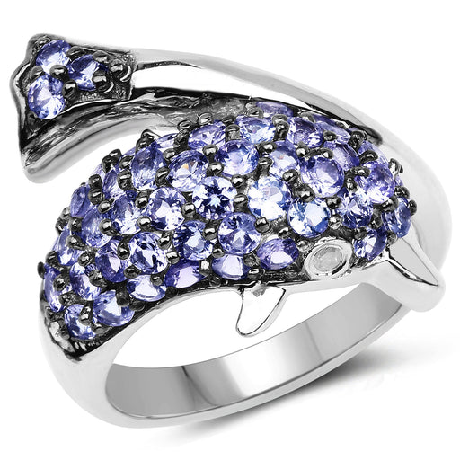 Bids.com 1.45 Carat Genuine Tanzanite and White Diamond .925 Sterling Silver Ring Rings White Smoke size 6.00,size 8.00,size 7.00,size 9.00