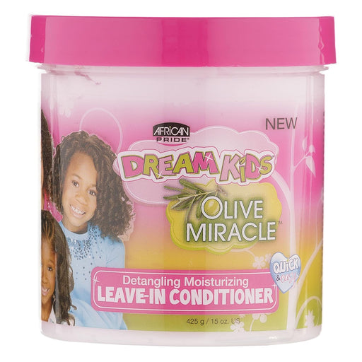 VIP Extensions African Pride Dream Kids Olive Miracle Detangling Moisturizing Leave-In Conditioner - Contains Olive Oil, Moisturizes & Nourishes Coils & Hair Curls, 15 Oz Leave-In Conditioner White Smoke