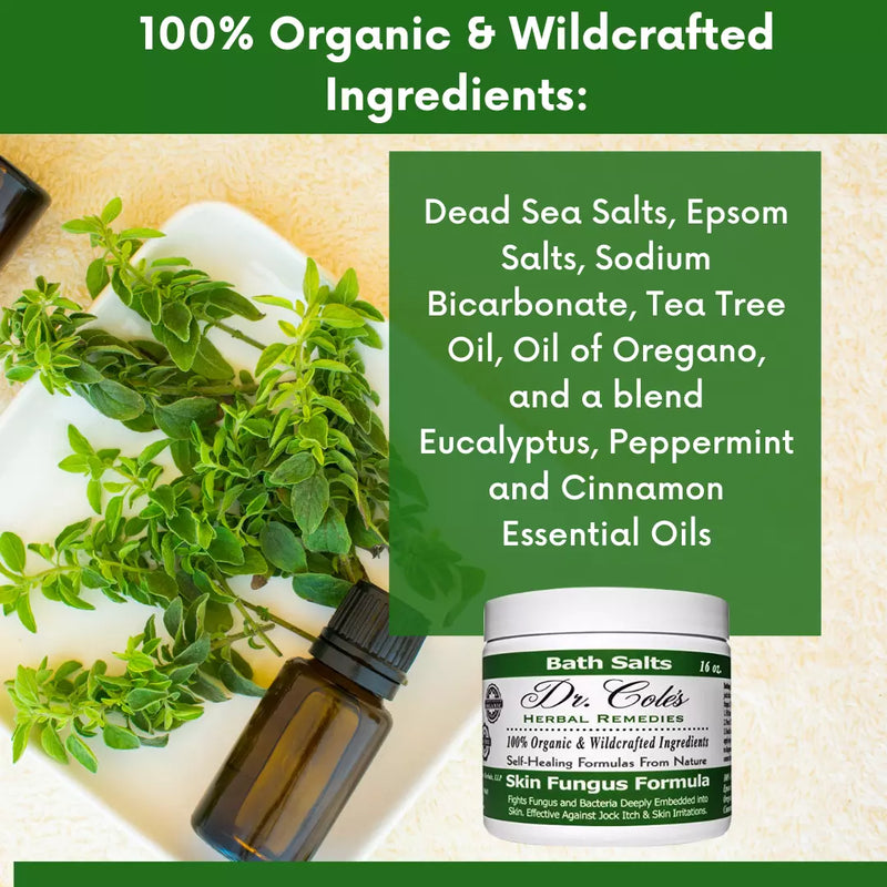 COLEHERBALS LLC 11 - Dr. Cole’s Organic Anti-fungal Skin Soaking Salts Herbal Dark Olive Green
