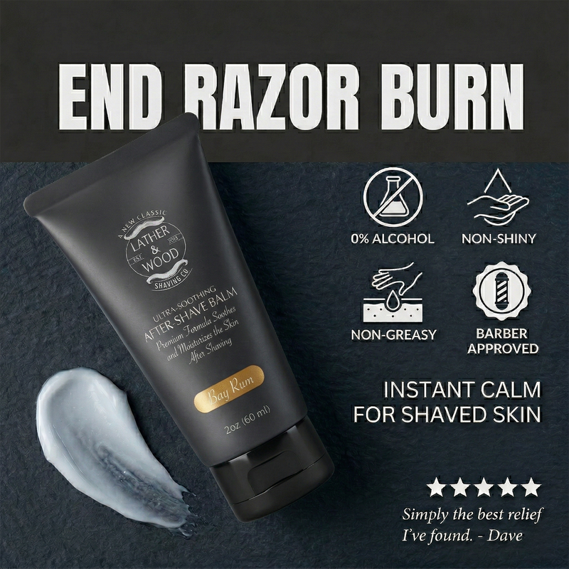 Lather & Wood Shaving Co After-Shave Balm - Bay Rum Men Grooming, Health Dark Slate Gray